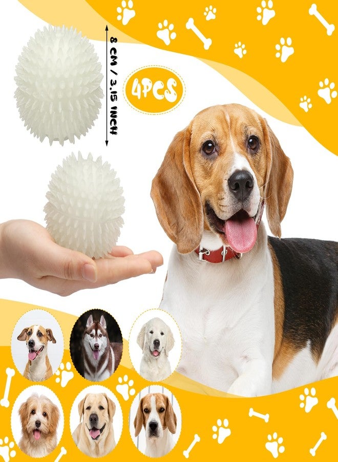 Silipull 4 Pcs 3.15 Inch Glow Dog Ball Spiky Squeaky Dog Toy Ball Glow in The Dark Rubber Interactive Elastic Puppy Fetch Chew Toys for Aggressive Chewers Small, Medium, Large Puppy Pet - Image 2